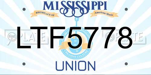 LTF5778 Mississippi License Plate