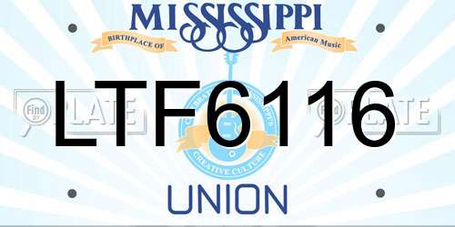 LTF6116 Mississippi License Plate