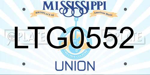 LTG0552 Mississippi License Plate