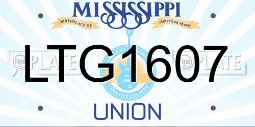 LTG1607 Mississippi License Plate
