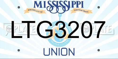 LTG3207 Mississippi License Plate