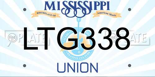 LTG338 Mississippi License Plate