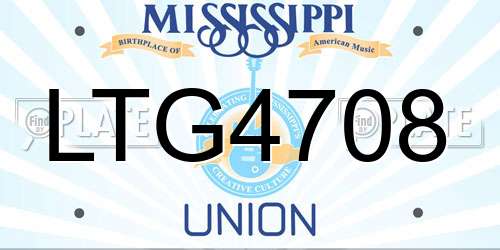LTG4708 Mississippi License Plate