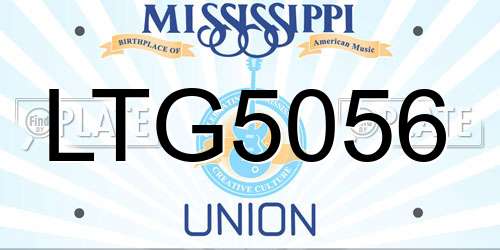 LTG5056 Mississippi License Plate