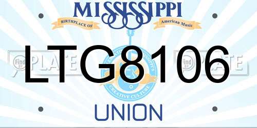 LTG8106 Mississippi License Plate