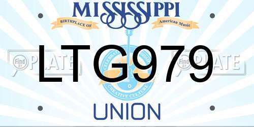 LTG979 Mississippi License Plate