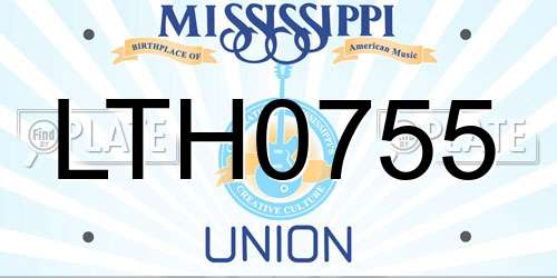 LTH0755 Mississippi License Plate