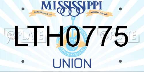 LTH0775 Mississippi License Plate