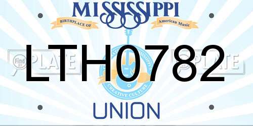 LTH0782 Mississippi License Plate