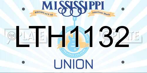 LTH1132 Mississippi License Plate