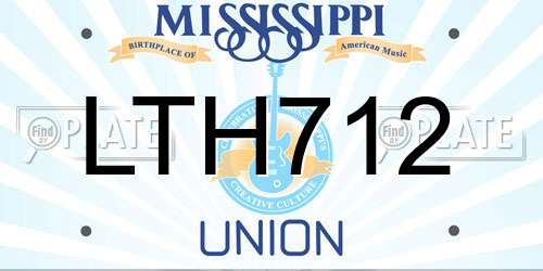 LTH712 Mississippi License Plate