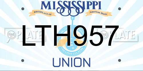 LTH957 Mississippi License Plate