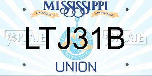 LTJ31B Mississippi License Plate