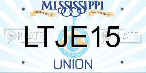LTJE15 Mississippi License Plate