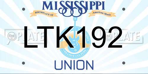 LTK192 Mississippi License Plate