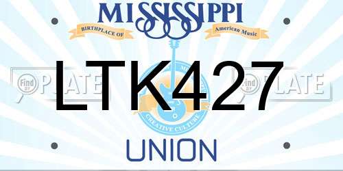 LTK427 Mississippi License Plate