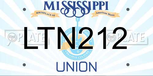 LTN212 Mississippi License Plate