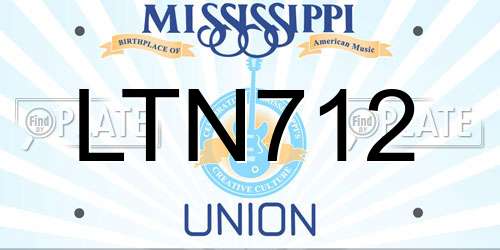 LTN712 Mississippi License Plate