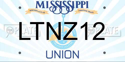 LTNZ12 Mississippi License Plate