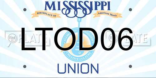 LTOD06 Mississippi License Plate