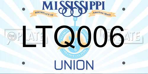 LTQ006 Mississippi License Plate