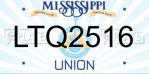 LTQ2516 Mississippi License Plate