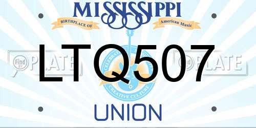 LTQ507 Mississippi License Plate