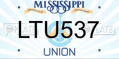 LTU537 Mississippi License Plate