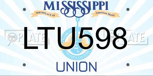 LTU598 Mississippi License Plate