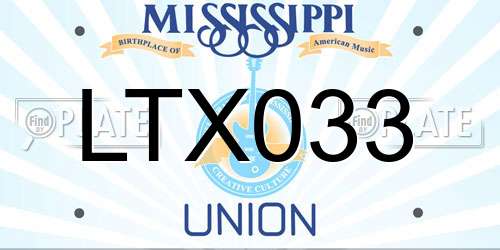 LTX033 Mississippi License Plate