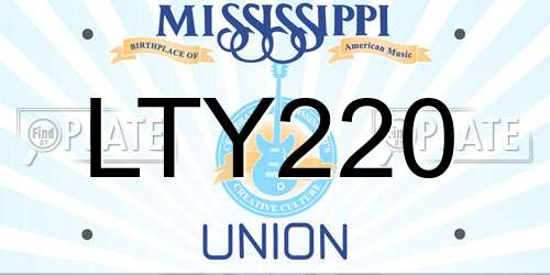 LTY220 Mississippi License Plate