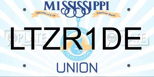 LTZR1DE Mississippi License Plate
