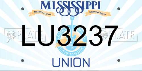 LU3237 Mississippi License Plate