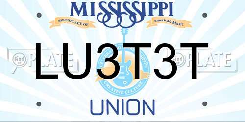 LU3T3T Mississippi License Plate
