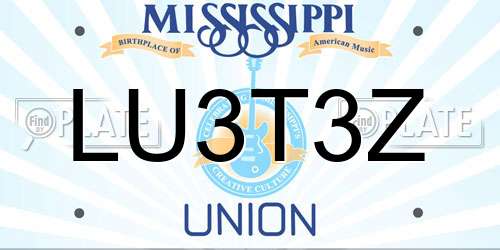 LU3T3Z Mississippi License Plate