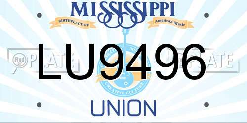 LU9496 Mississippi License Plate
