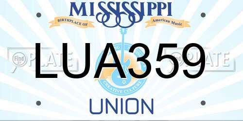 LUA359 Mississippi License Plate