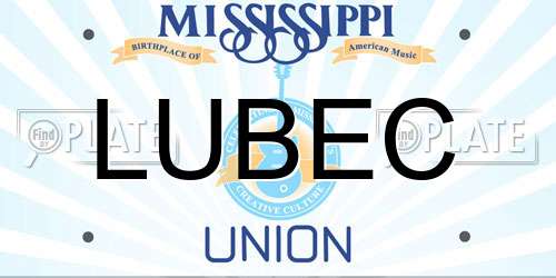 LUBEC Mississippi License Plate