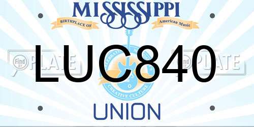 LUC840 Mississippi License Plate