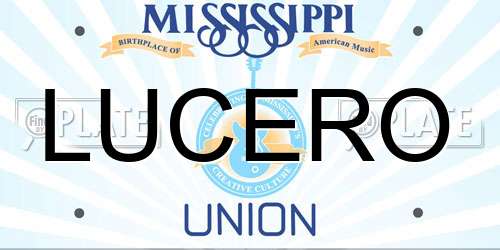 LUCERO Mississippi License Plate