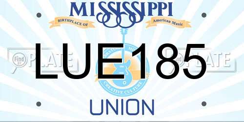 LUE185 Mississippi License Plate