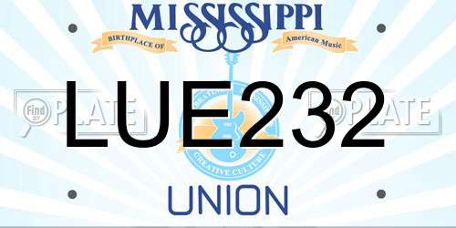 LUE232 Mississippi License Plate