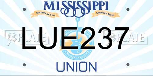 LUE237 Mississippi License Plate