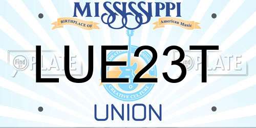 LUE23T Mississippi License Plate