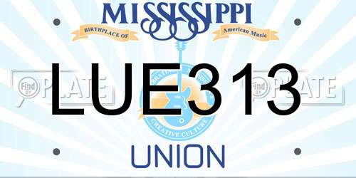LUE313 Mississippi License Plate