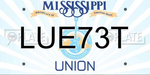 LUE73T Mississippi License Plate