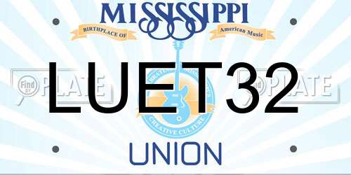 LUET32 Mississippi License Plate