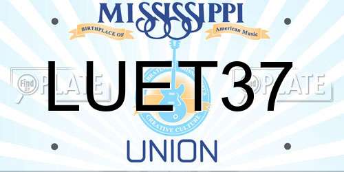 LUET37 Mississippi License Plate