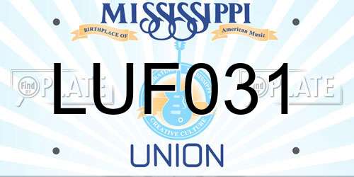 LUF031 Mississippi License Plate