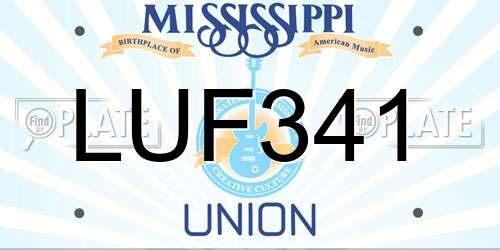LUF341 Mississippi License Plate